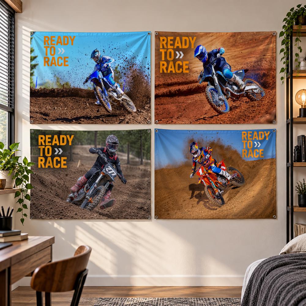 Outdoor Sport Club - Decorazione con bandiere a tema motocross,